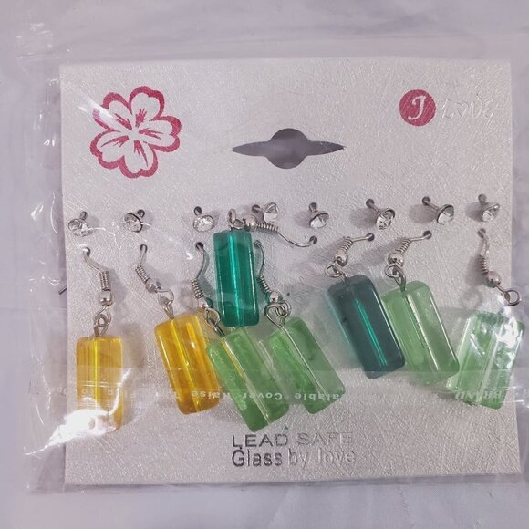DANGLE and Stud Glass Earrings By Jove - Set of 8 Earring Pairs. - Picture 9 of 10